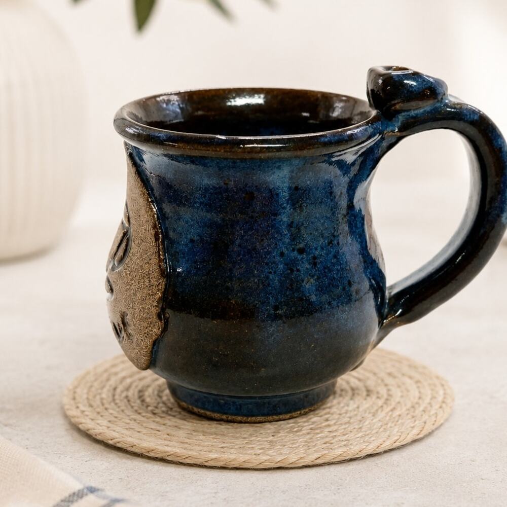 ☕ Perk Avenue Mug 🤎💙 Vintage Signed Pottery Madison GA Vintage